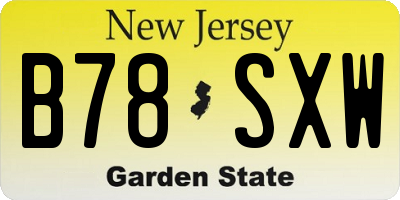 NJ license plate B78SXW