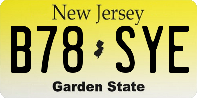 NJ license plate B78SYE
