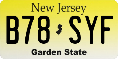 NJ license plate B78SYF