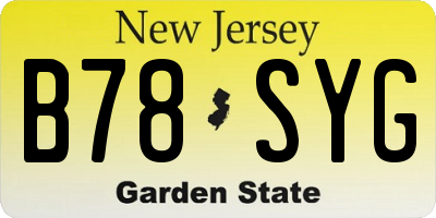 NJ license plate B78SYG