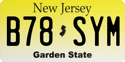 NJ license plate B78SYM