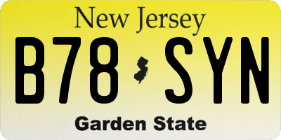 NJ license plate B78SYN