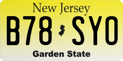 NJ license plate B78SYO