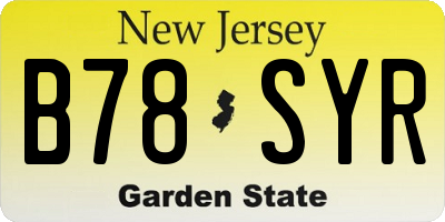 NJ license plate B78SYR