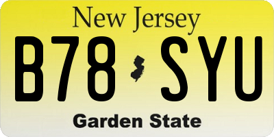 NJ license plate B78SYU
