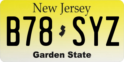 NJ license plate B78SYZ