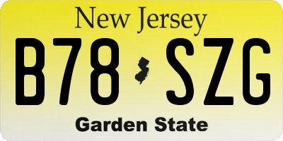 NJ license plate B78SZG