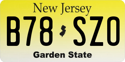 NJ license plate B78SZO