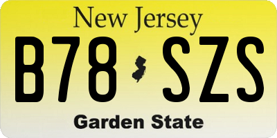 NJ license plate B78SZS