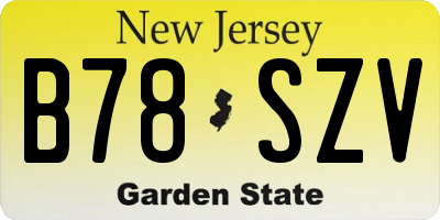 NJ license plate B78SZV