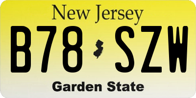 NJ license plate B78SZW