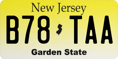 NJ license plate B78TAA