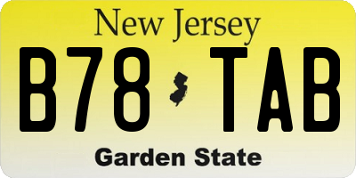 NJ license plate B78TAB