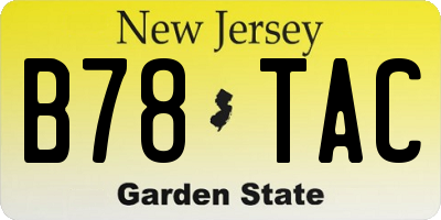 NJ license plate B78TAC