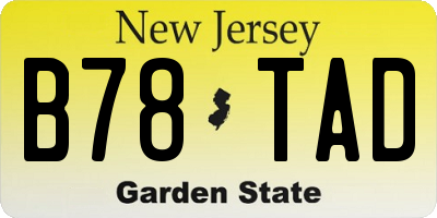 NJ license plate B78TAD