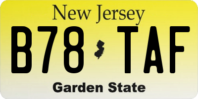 NJ license plate B78TAF