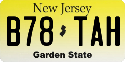 NJ license plate B78TAH