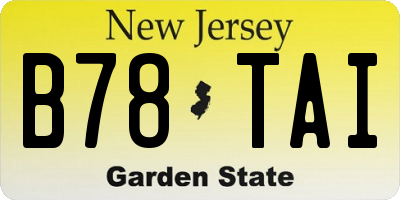 NJ license plate B78TAI