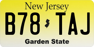 NJ license plate B78TAJ