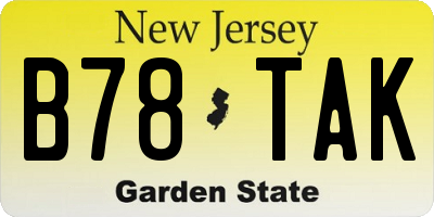 NJ license plate B78TAK