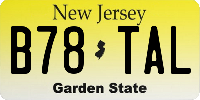 NJ license plate B78TAL