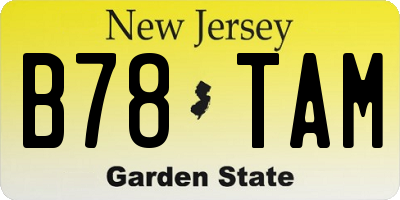 NJ license plate B78TAM