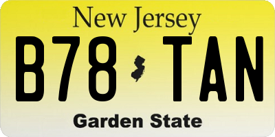 NJ license plate B78TAN