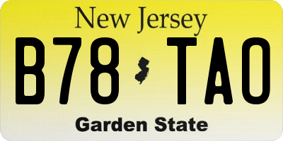 NJ license plate B78TAO