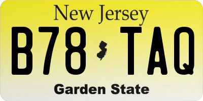 NJ license plate B78TAQ