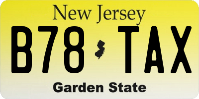 NJ license plate B78TAX