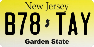 NJ license plate B78TAY