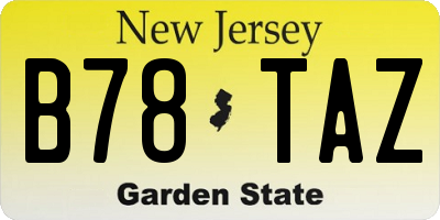 NJ license plate B78TAZ