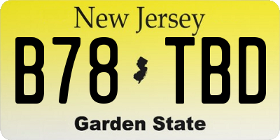 NJ license plate B78TBD