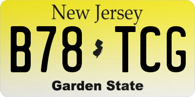 NJ license plate B78TCG