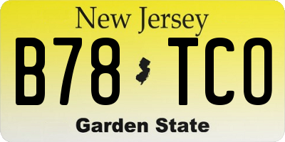NJ license plate B78TCO