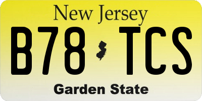 NJ license plate B78TCS