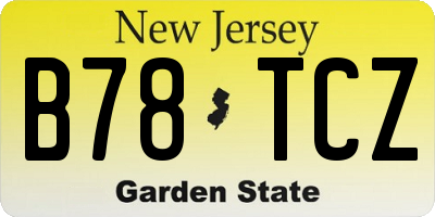 NJ license plate B78TCZ