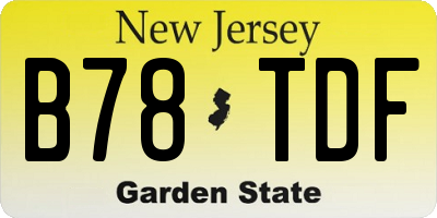 NJ license plate B78TDF