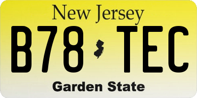 NJ license plate B78TEC