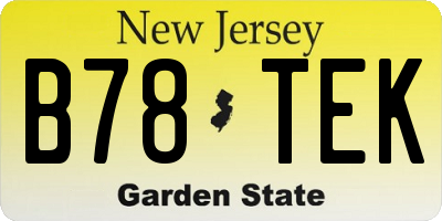 NJ license plate B78TEK