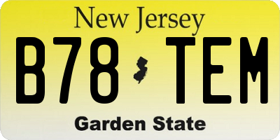 NJ license plate B78TEM