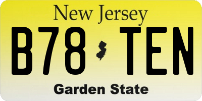 NJ license plate B78TEN