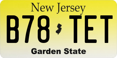 NJ license plate B78TET