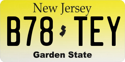 NJ license plate B78TEY