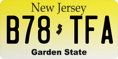 NJ license plate B78TFA