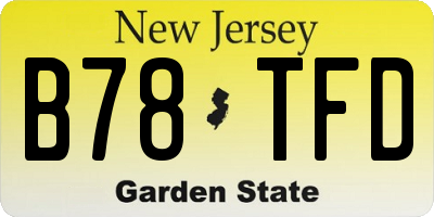 NJ license plate B78TFD