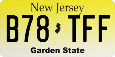 NJ license plate B78TFF