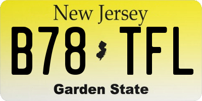 NJ license plate B78TFL