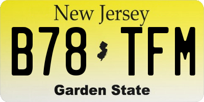 NJ license plate B78TFM