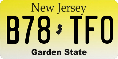 NJ license plate B78TFO